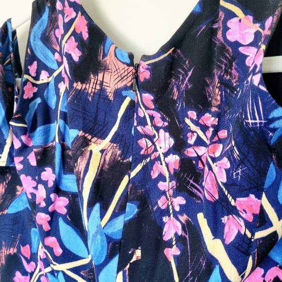 Anthropologie MAEVE Elia Open- Shoulder Dress In Floral Navy Motif Size 6 - Picture 6 of 16